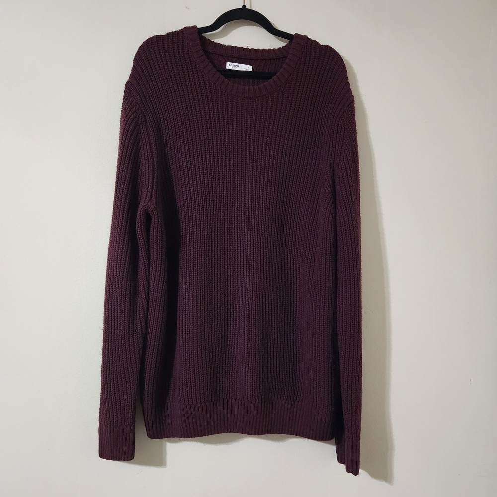 Sonoma burgundy crew neck chunky knit sweater men's XL